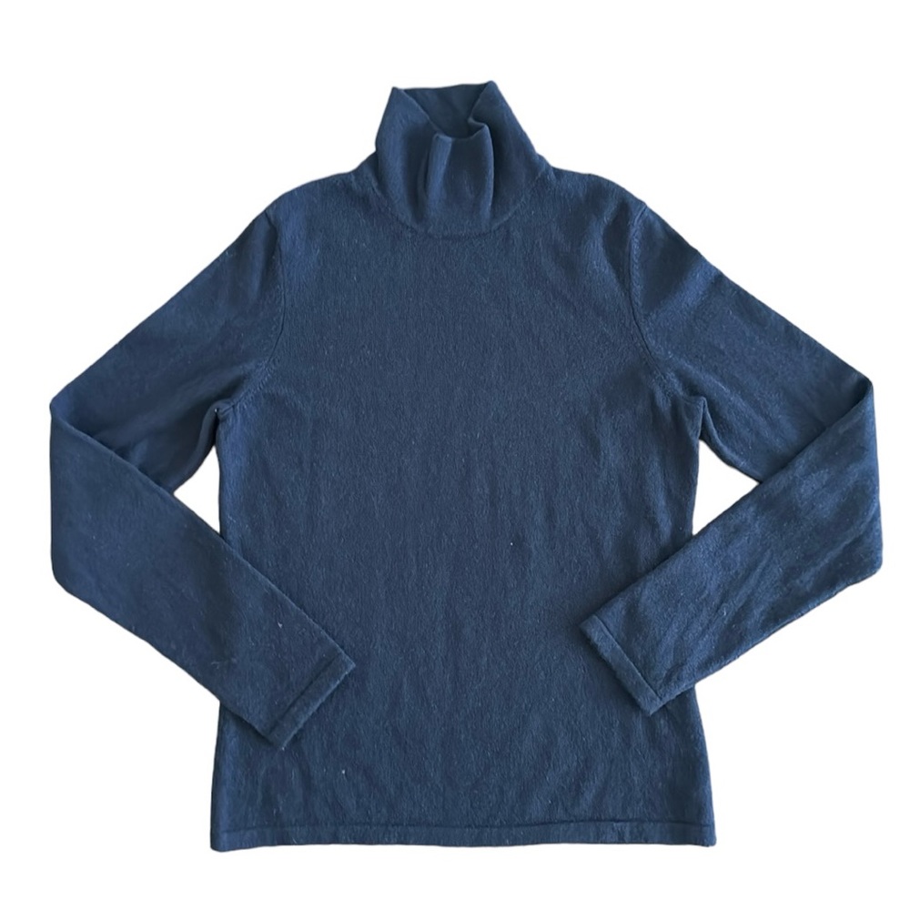 LANDS END CASHMERE SWEATER NAVY BLUE TURTLENECK PULLOVER SIZE 6/8